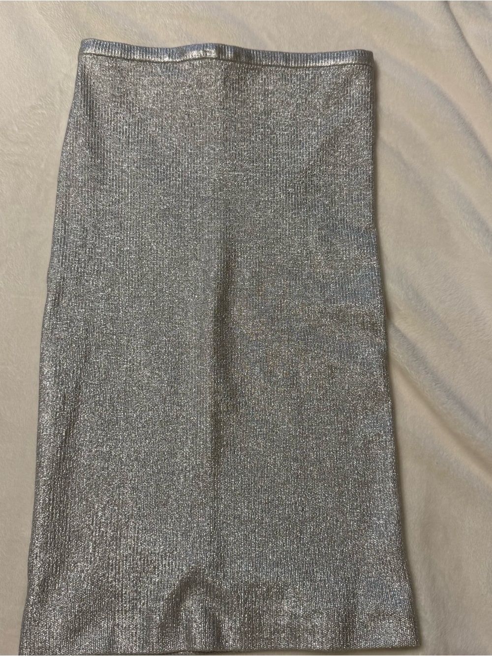 Silver Metallic Knit Pencil Skirt - Women